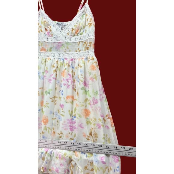 Rue 21 - Women's Summer Sleeveless High Low Hem Ruffle Floral Dress - White -XXS - Picture 5 of 16